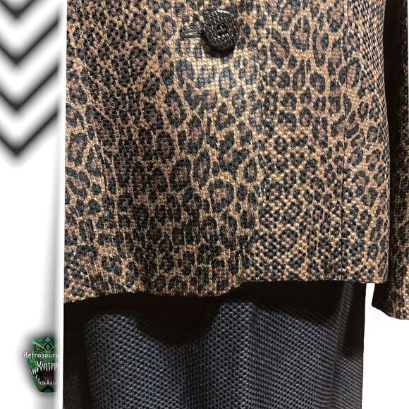 Vintage 1990’s Leopard Animal Print Two Piece Business Interview Power Suit, Plu - Picture 2 of 9